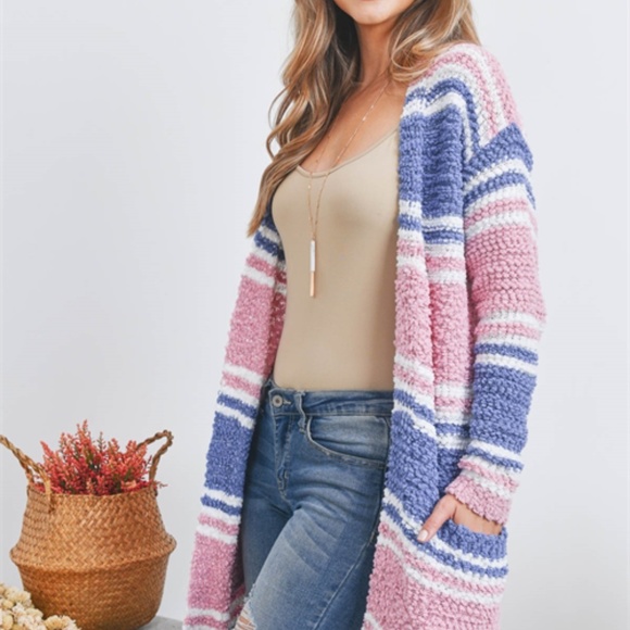 PINK COMBO CARDIGAN SWEATER - Picture 4 of 12